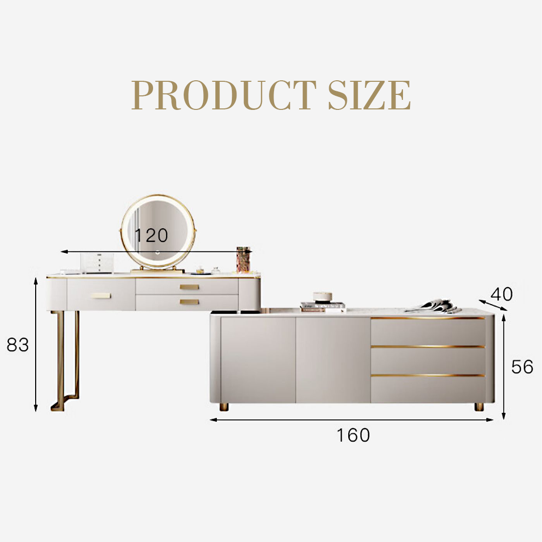 Leonidas Dressing Table With Sideboard-Weilai Concept