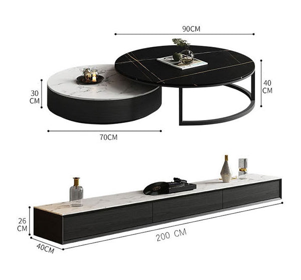 Kahoo Nesting Coffee Table, TV Stand, Sintered Stone-Weilai Concept