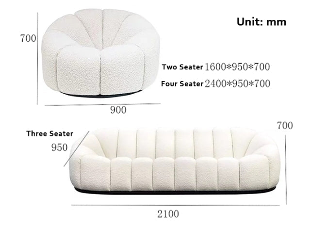 Arsav Pumpkin Armchair, White Boucle, Clearance-Weilai Concept