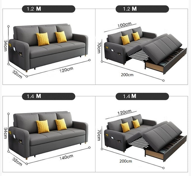 Gabriel Two Seater Sofa Bed, Linen-Weilai Concept