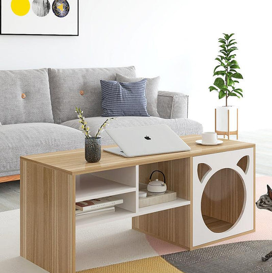 Marioni Coffee Table With Pet House, Wood | Weilai Concept