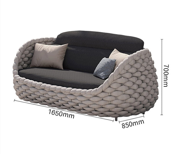 Marbella Textilene Rope Woven Outdoor Sofa Set, Grey-Weilai Concept