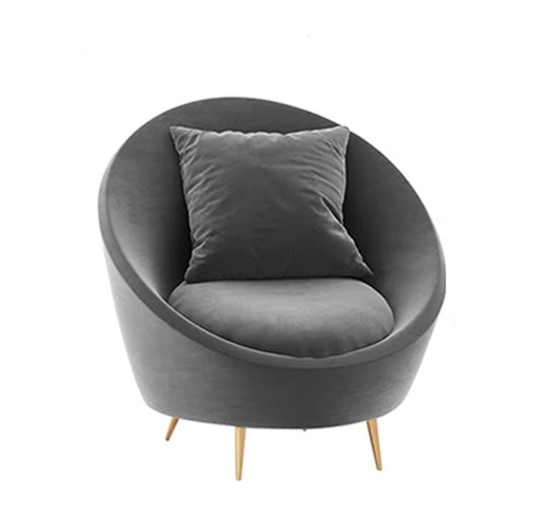 Slender Modern Curved Armchair, Velvet | Weilai Concept