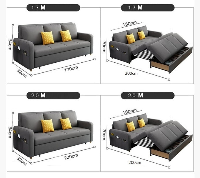 Gabriel Two Seater Sofa Bed, Linen-Weilai Concept
