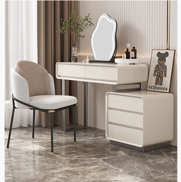 Dobson Dressing Table With LED Mirror, Cream Grey-Weilai Concept