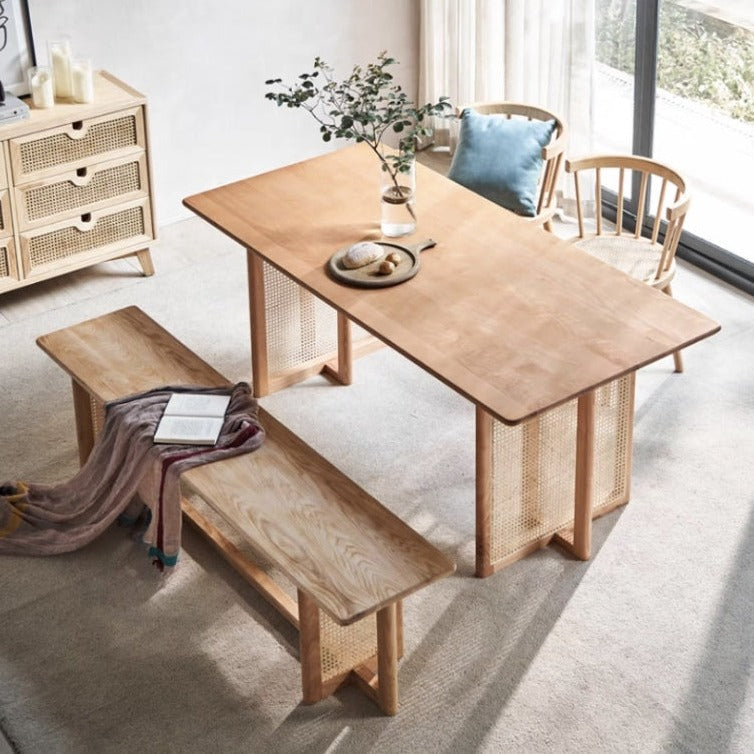 Gavril Rattan Dining Table, Oak, Rectangle-Weilai Concept
