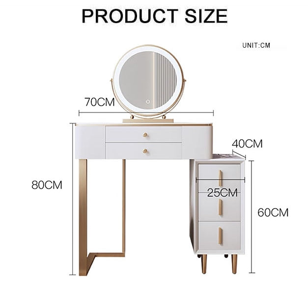 Dempsey Dressing Table With Sideboard, Extendable, Corner Dressing Table-Weilai Concept