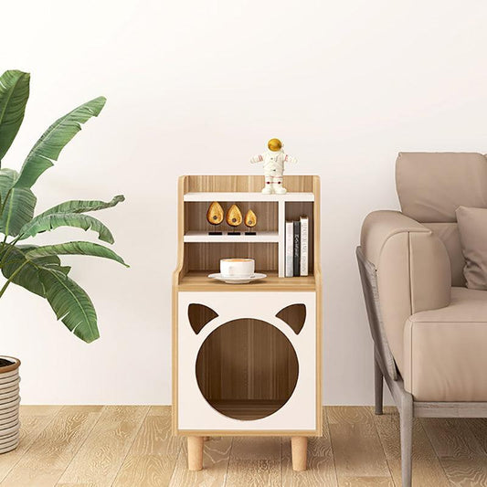 Pura Side Table With Pet House, Wood | Weilai Concept