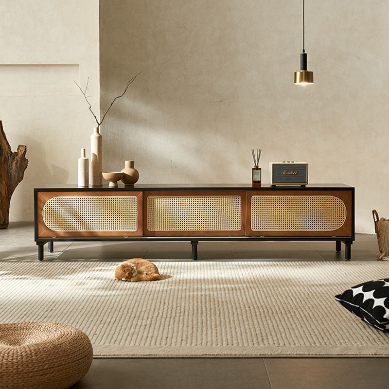 Aiden Rattan TV Stand, Solid Wood-Weilai Concept