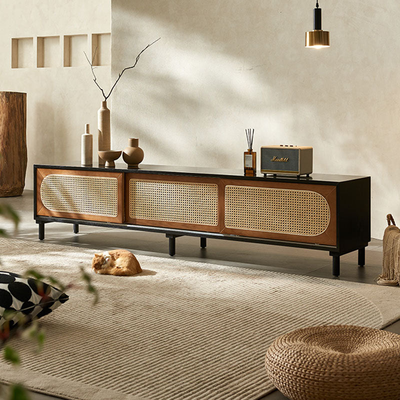 Aiden Rattan TV Stand, Solid Wood-Weilai Concept