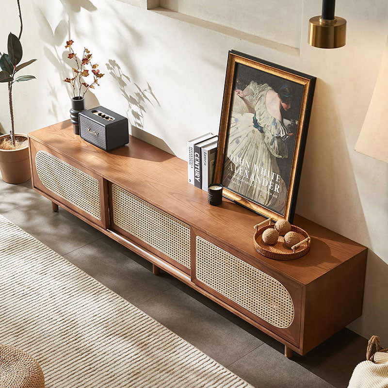 Aiden Rattan TV Stand, Solid Wood-Weilai Concept