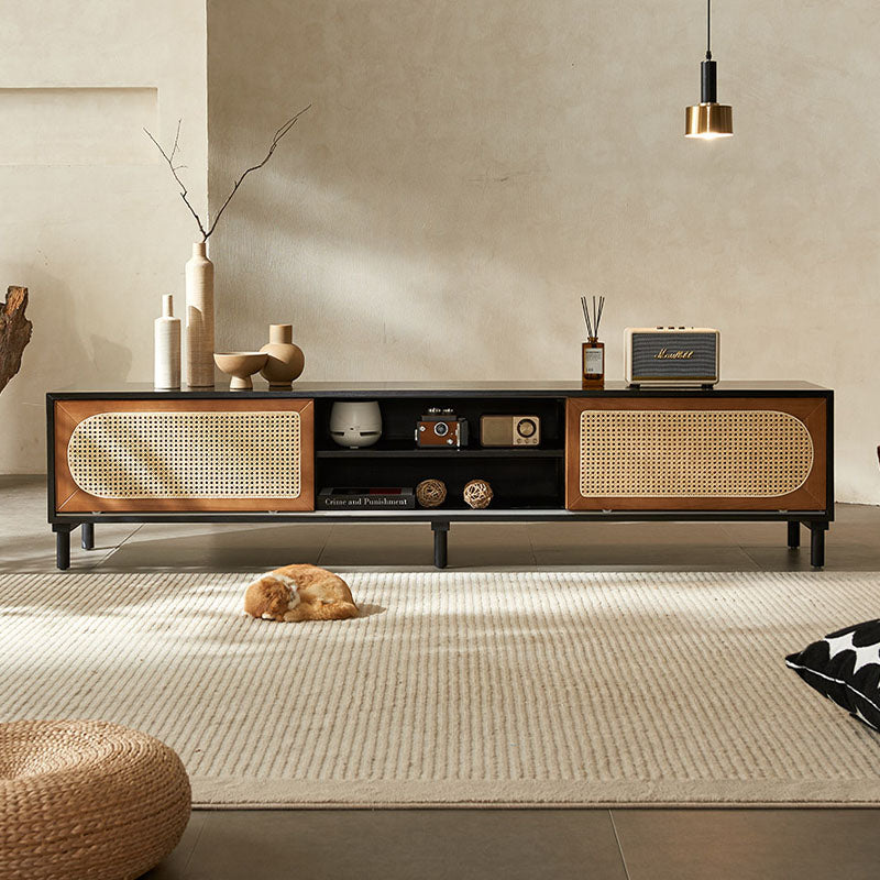 Aiden Rattan TV Stand, Solid Wood-Weilai Concept