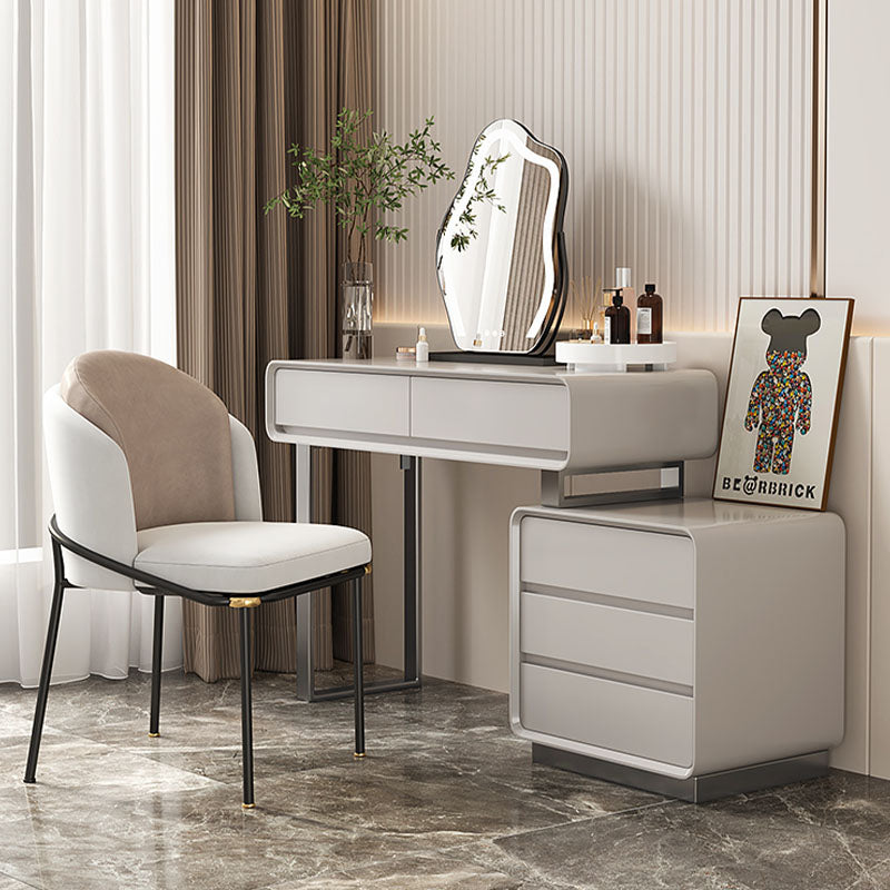 Dobson Dressing Table With LED Mirror, Cream Grey-Weilai Concept