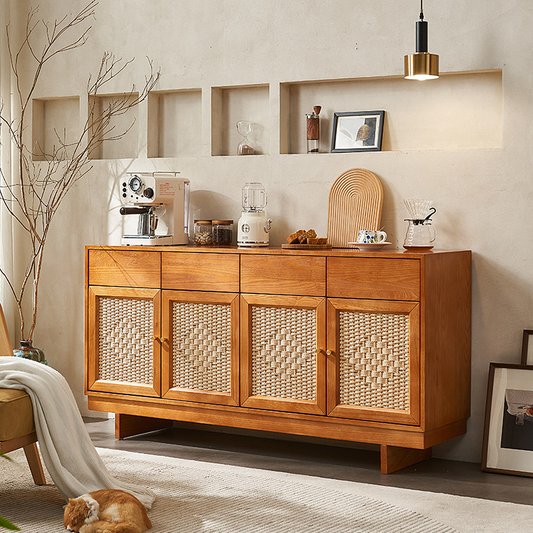 Hadza Narrow Sideboard, Solid Wood-Weilai Concept