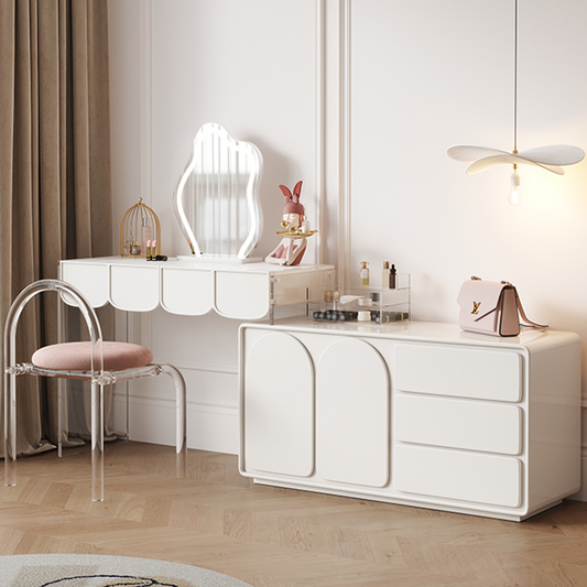 Zenith Dressing Table With Sideboard & LED Mirror, Cream-Weilai Concept