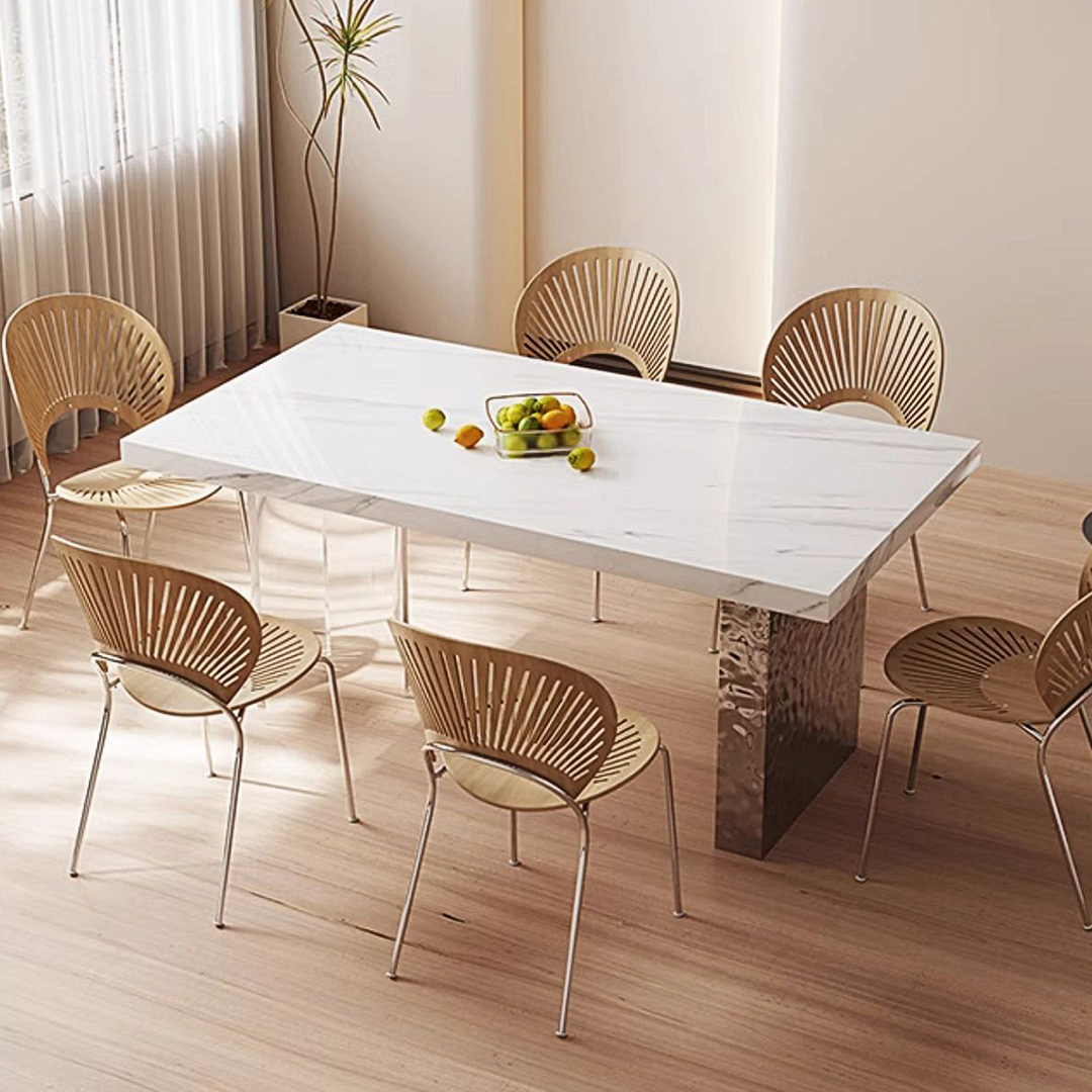 Madison Creamy Dining Table, Sintered Stone & Acrylic-Weilai Concept