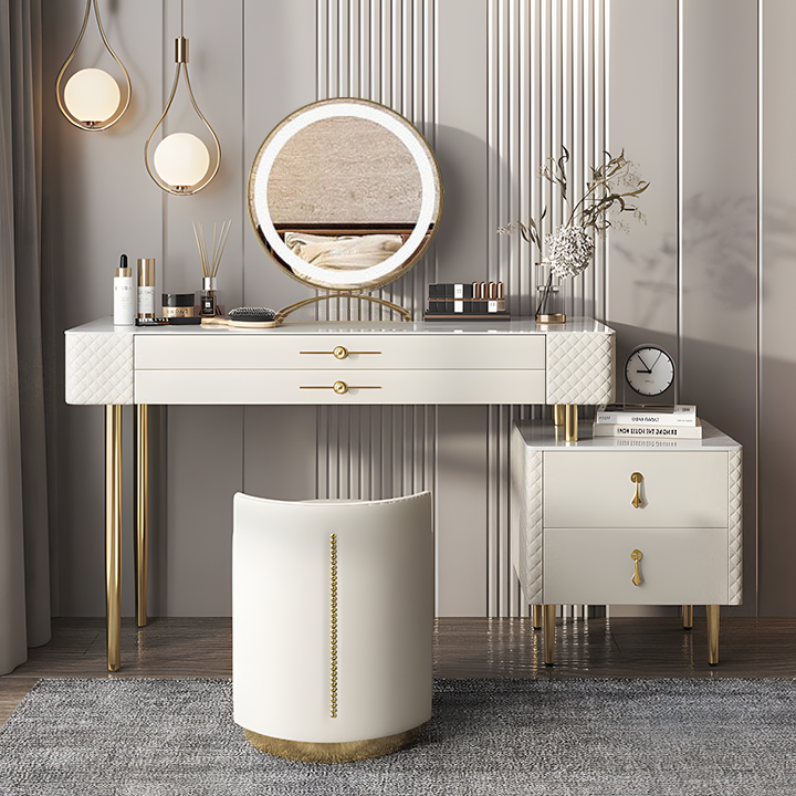 Prestigio Dressing Table With LED Mirror, White-Weilai Concept