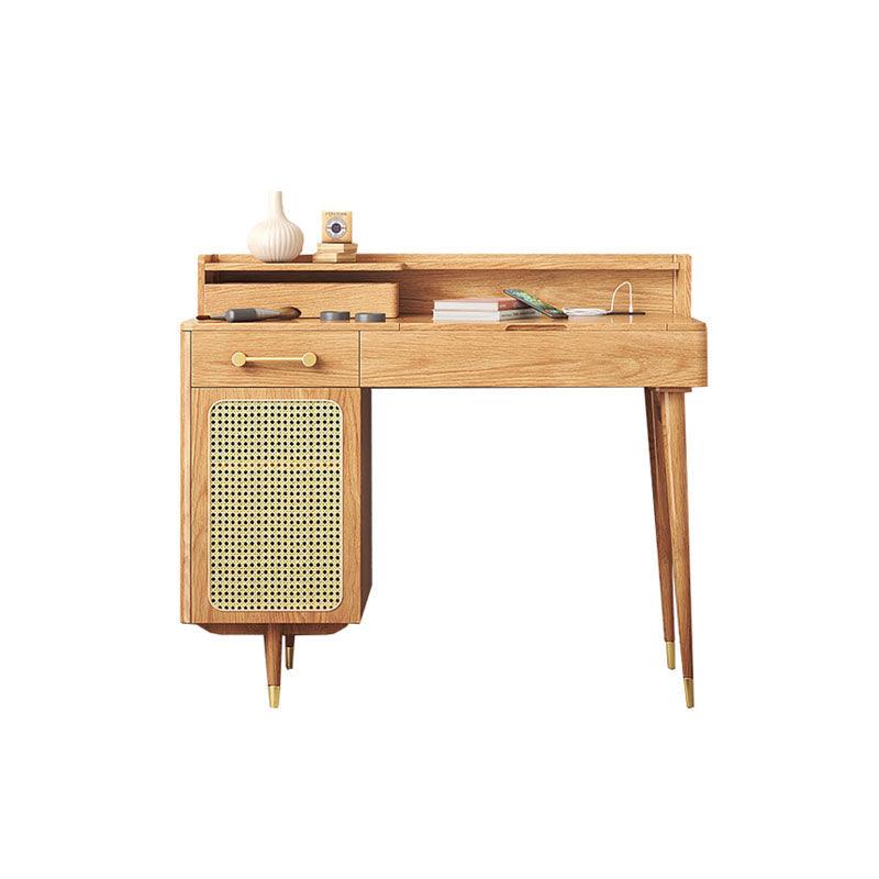 Clyde Dressing Table With Mirror, Rattan Oak | Weilai Concept
