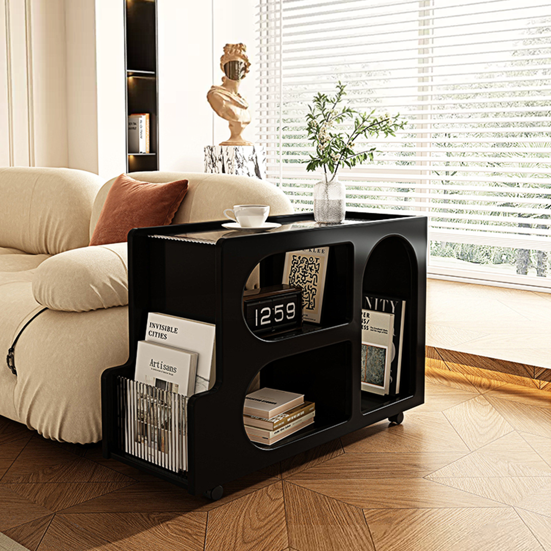 Thaddeus Trolley Style Side Table, Wood-Weilai Concept