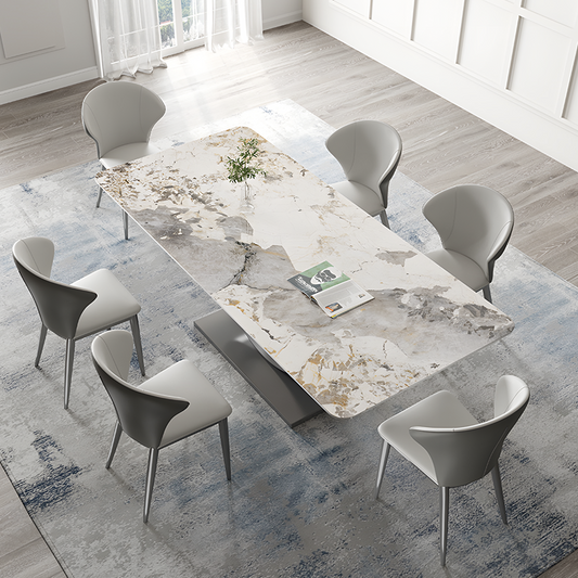 Vera Dining Table & Chairs, Sintered Stone, White-Weilai Concept