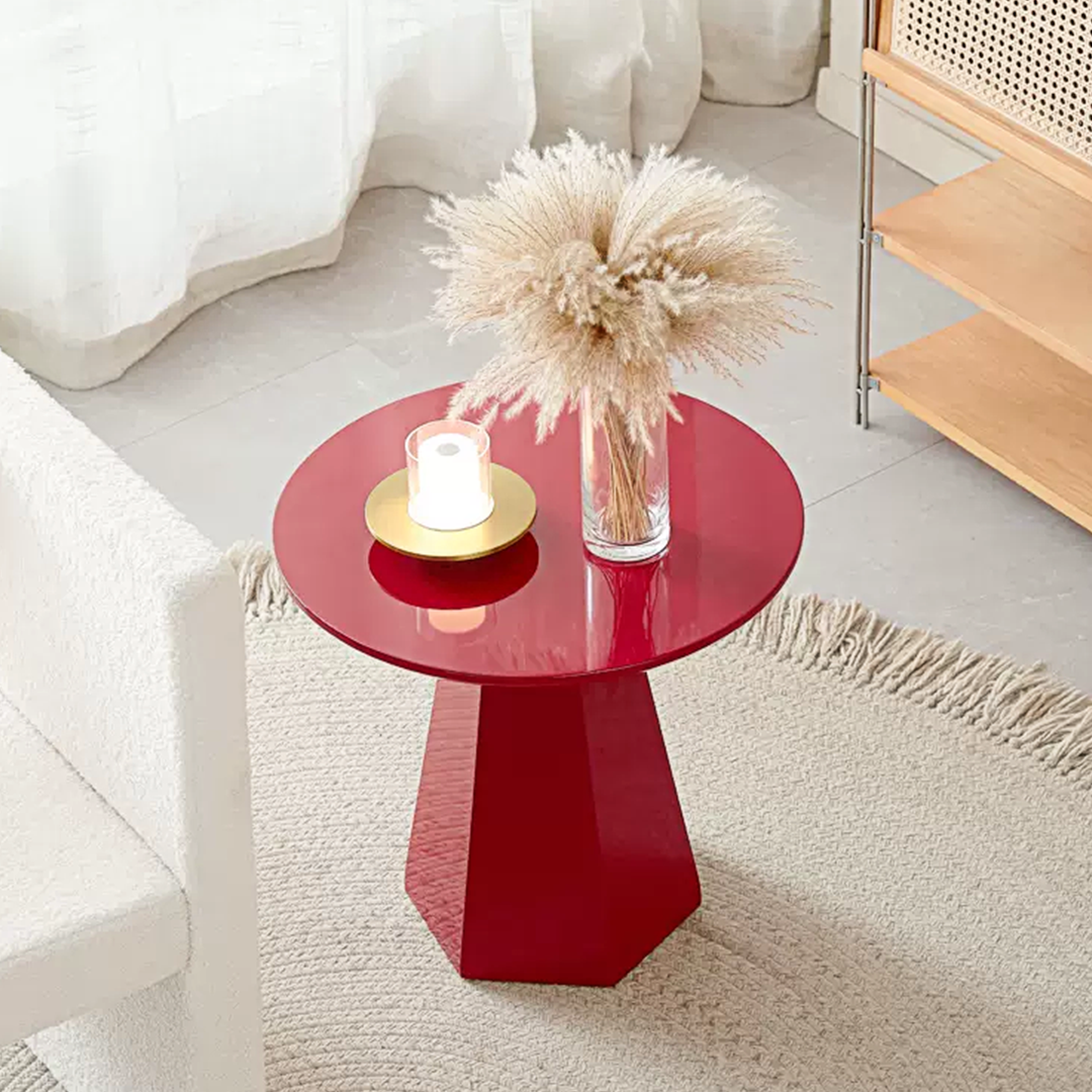 Melpomene Round Side Table, Red-Weilai Concept