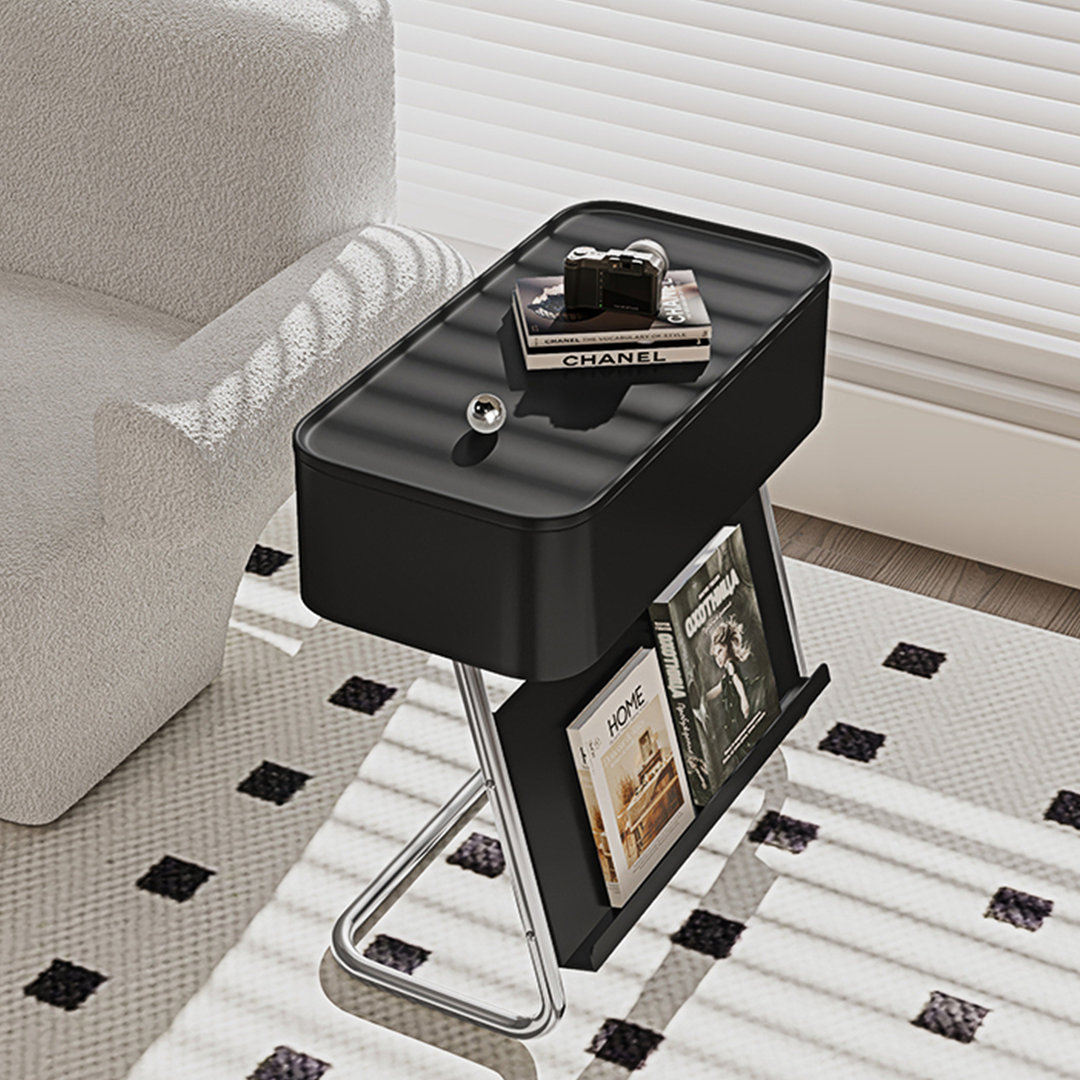 Nikolas Side Table With Storage, Black-Weilai Concept