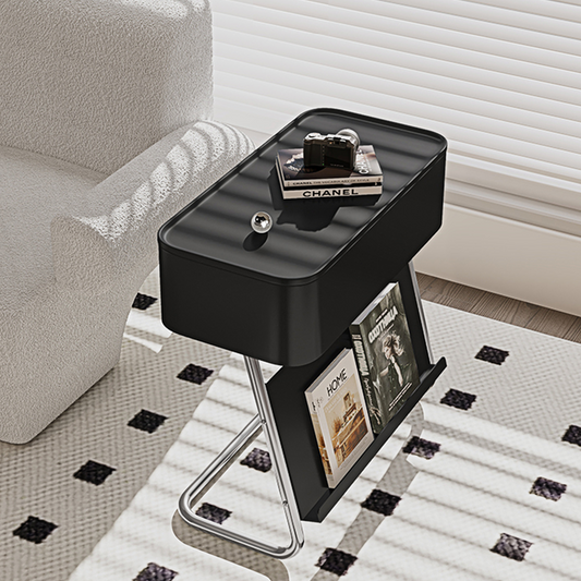 Nikolas Side Table With Storage, Black-Weilai Concept