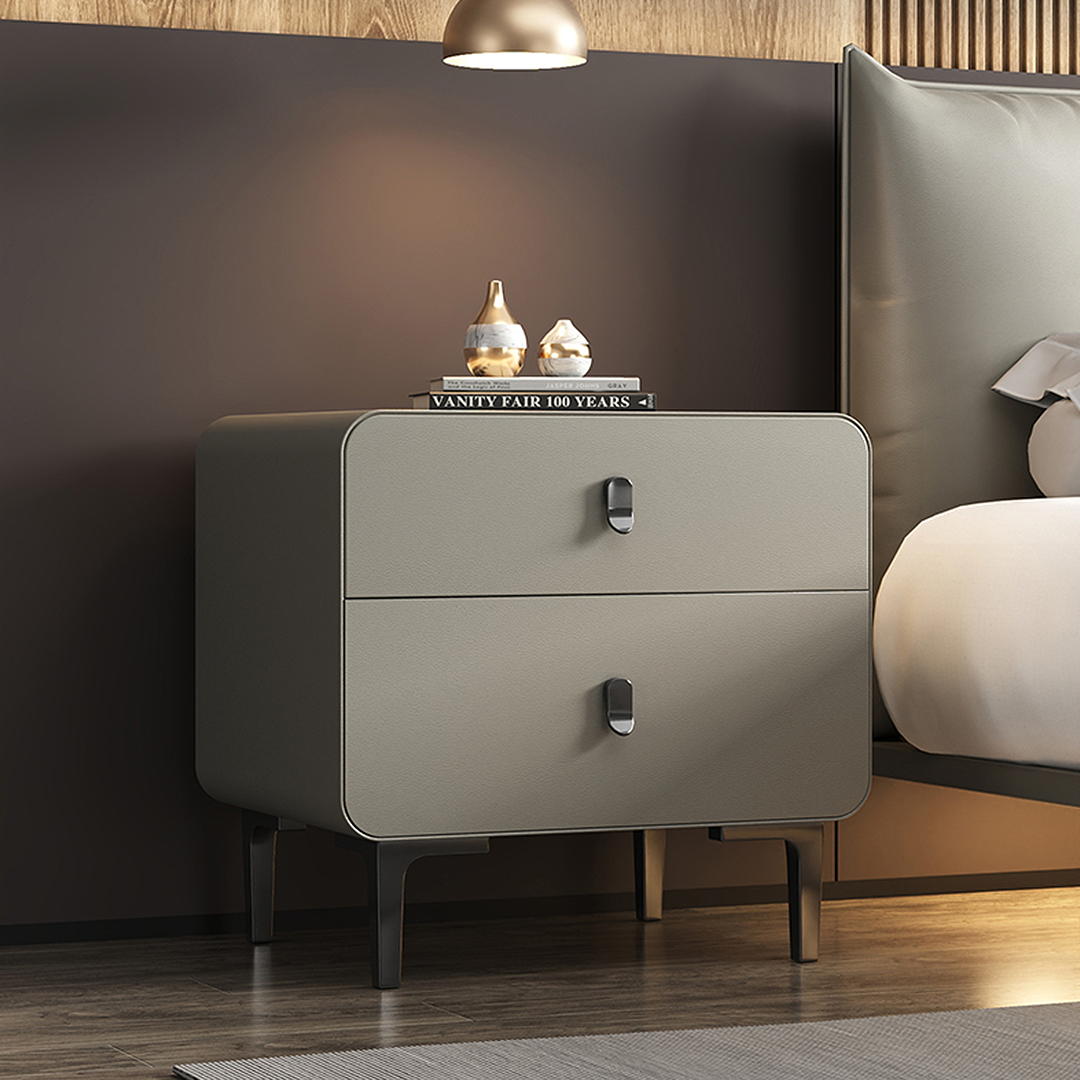 Valeria Bedside Table In Grey, Wood-Weilai Concept