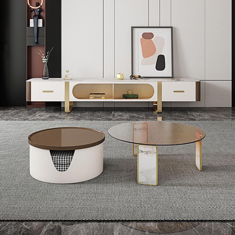 Hopetree White Coffee Table Set With TV Stand, | Weilai Concept