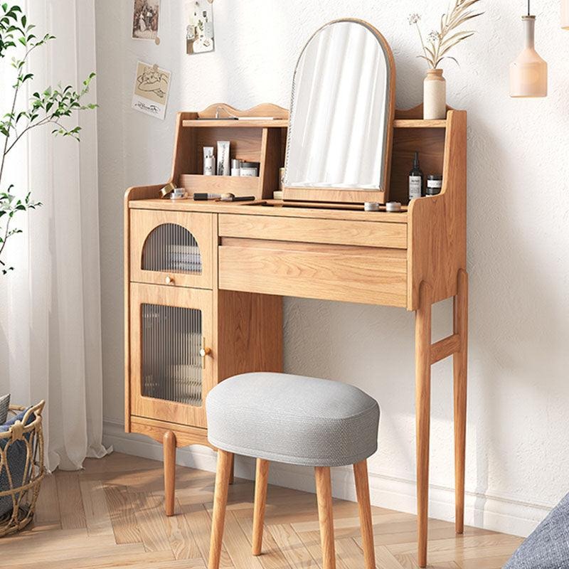 Aggie Dressing Table With Mirror, Oak | Weilai Concept