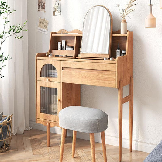 Aggie Dressing Table With Mirror, Oak | Weilai Concept