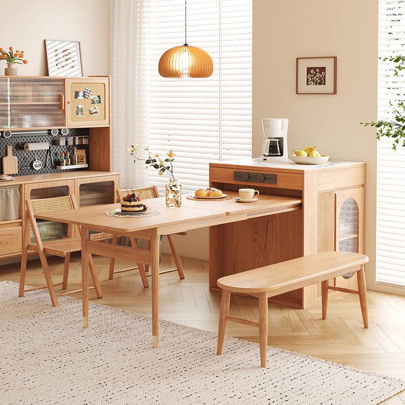 Dawn Extandable Dining Table Set With Side Storage, Solid Wood | Weilai Concept