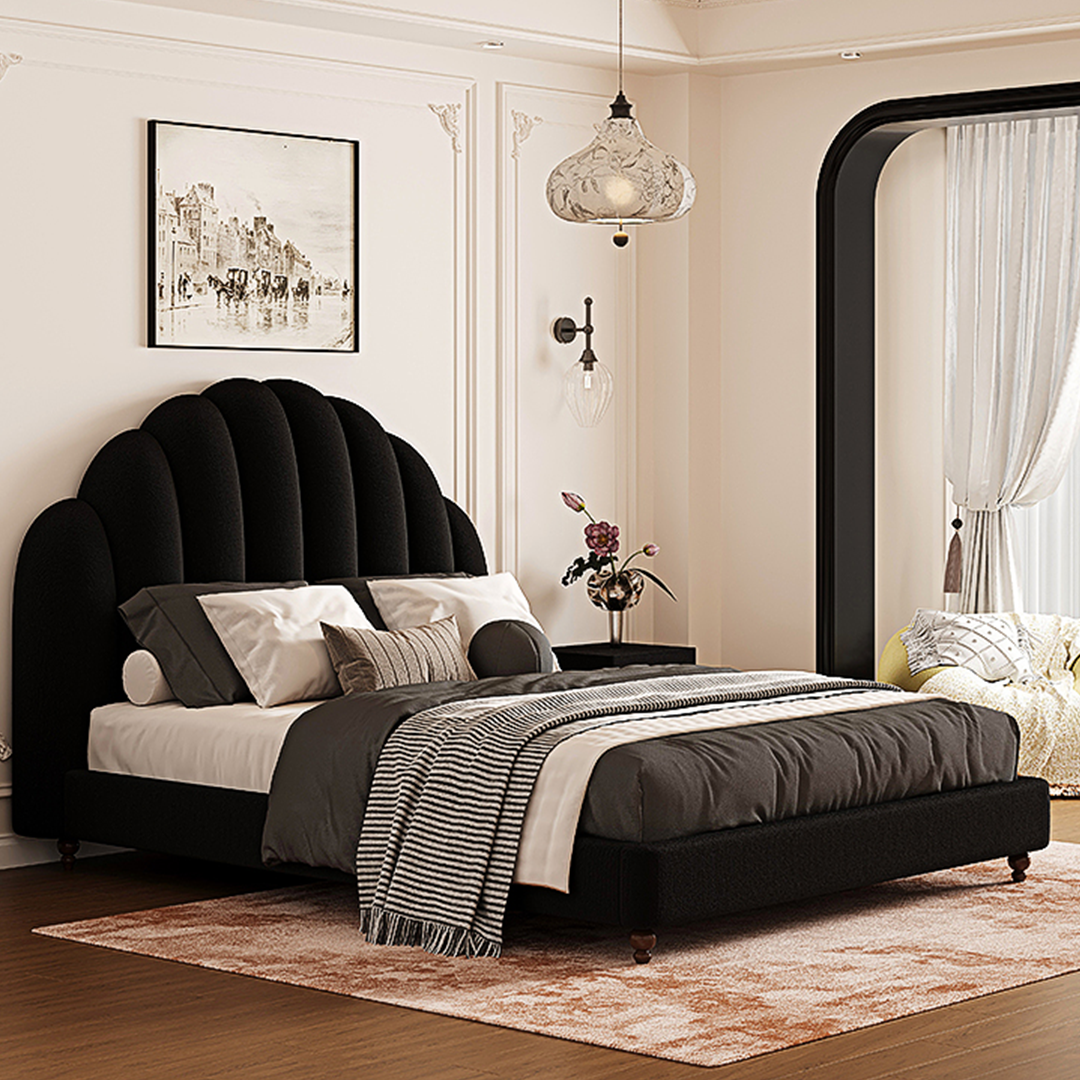 Cassian Small Double Bed, King Size Bed, Flannelette-Weilai Concept