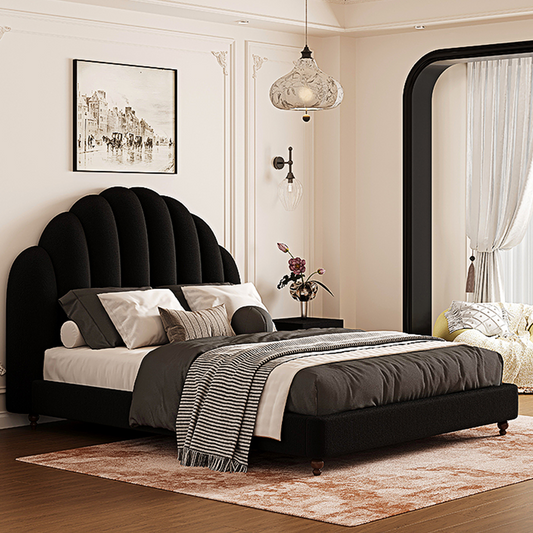 Cassian Small Double Bed, King Size Bed, Flannelette-Weilai Concept