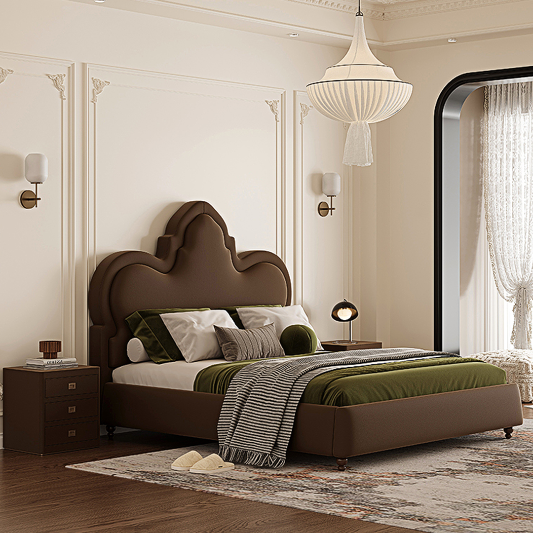 Thalia High Headboard King Size Bed, Double Bed-Weilai Concept