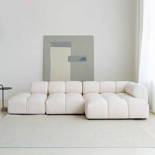Lysander Velvet Module Three Seater Sofa, White-Weilai Concept