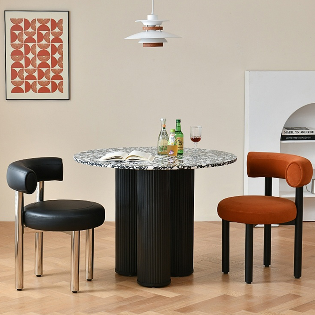 Nelli Modern Round Dining Table, Marble-Weilai Concept