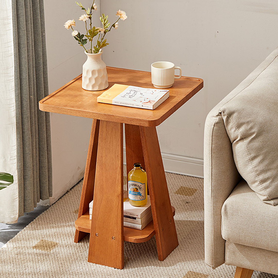 Eva Dne Side Table With Storage, Solid Wood-Weilai Concept