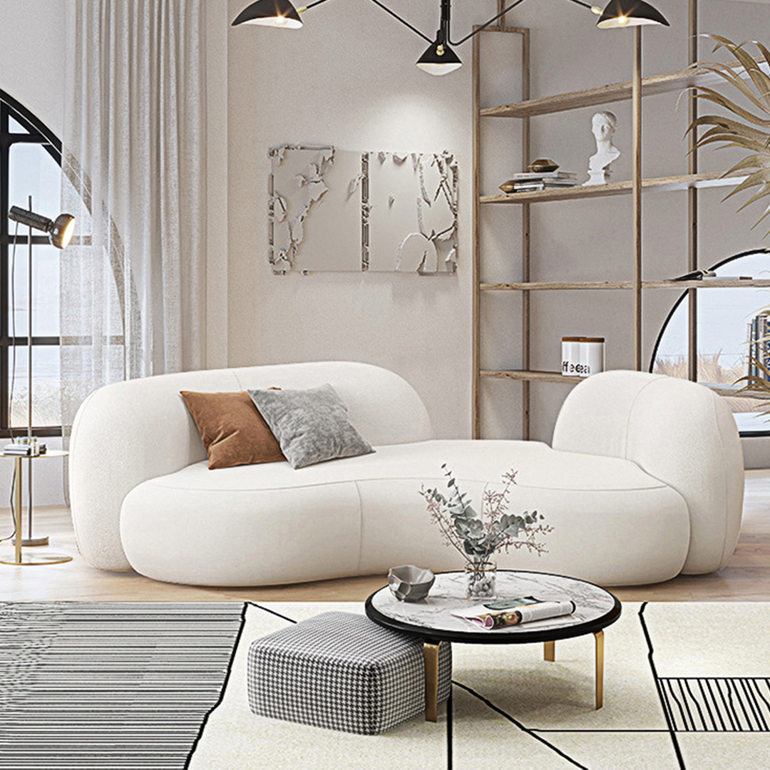 Elara Modern Curved Three Seater Sofa, Boucle-Weilai Concept