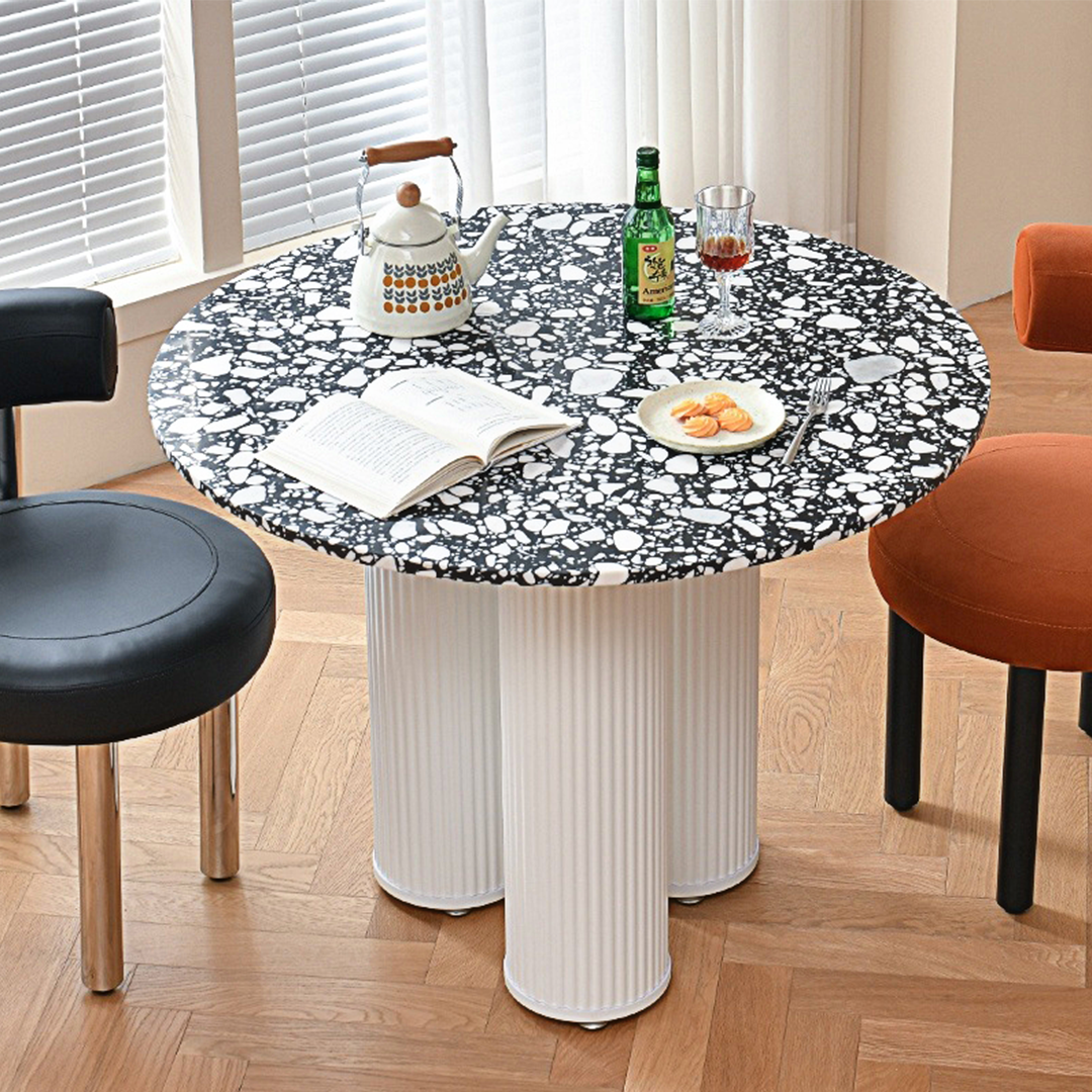 Martinez Small Round Dining Table, Marble-Weilai Concept