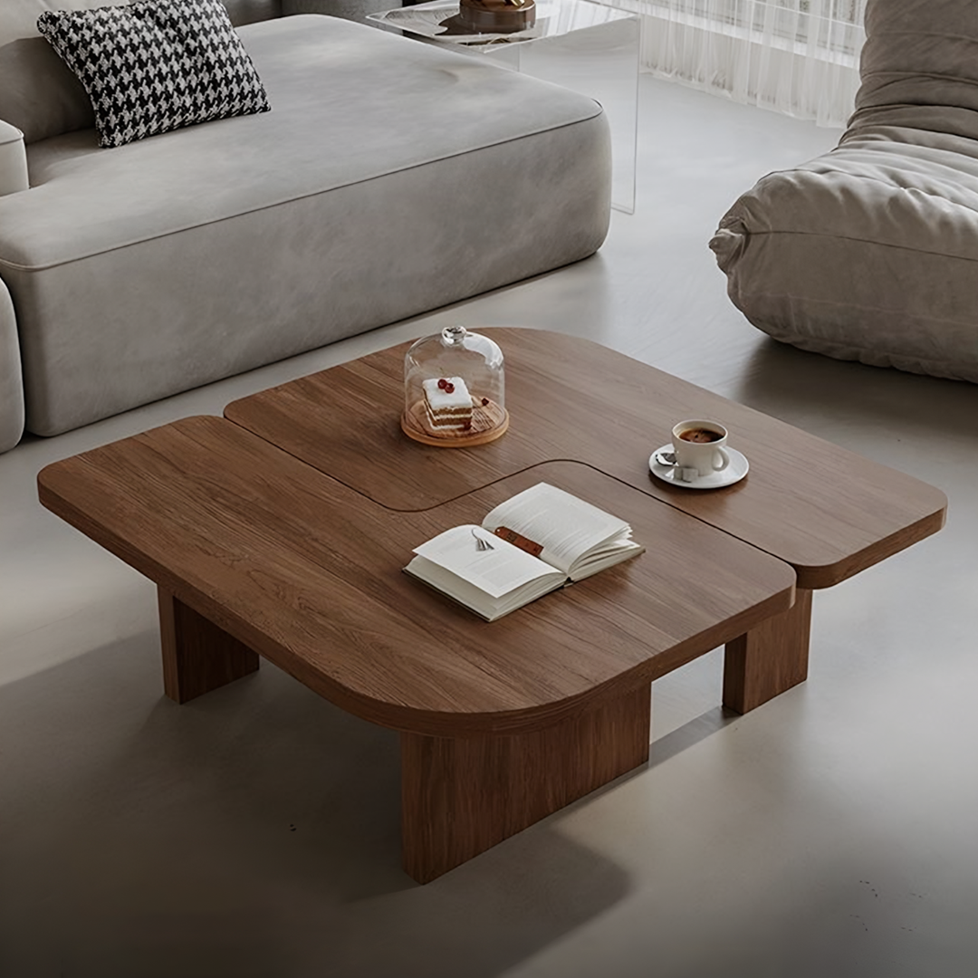 Helios Square Black and Walnut Coffee Table Set | Rocco Vesta