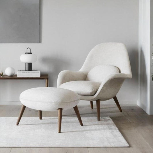 Fredericia Velvet Swoon Armchair & Footstool | Rocco Vesta