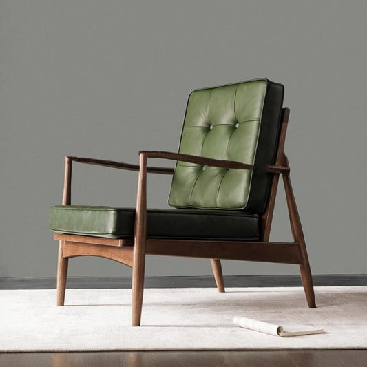 Hans Wegner Style Dark Green Leather Armchair | Rocco Vesta