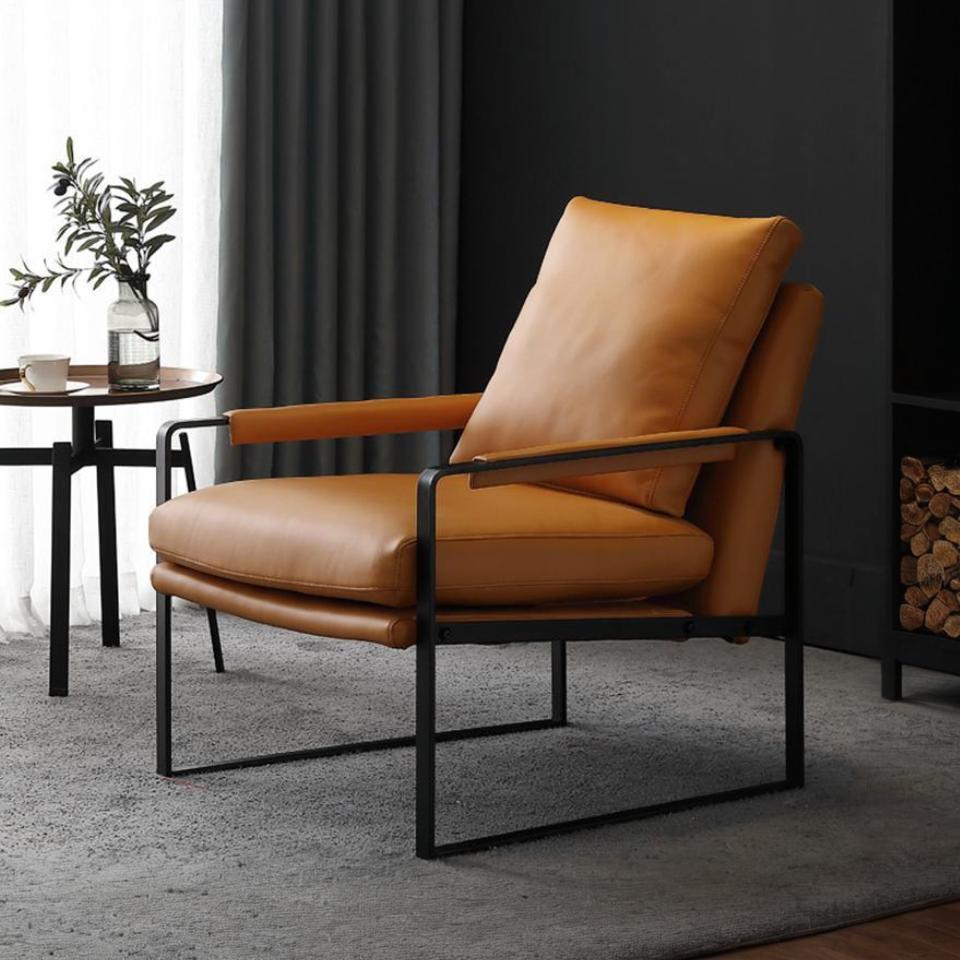 Tichi Modern Brown Leather Armchair | Rocco Vesta