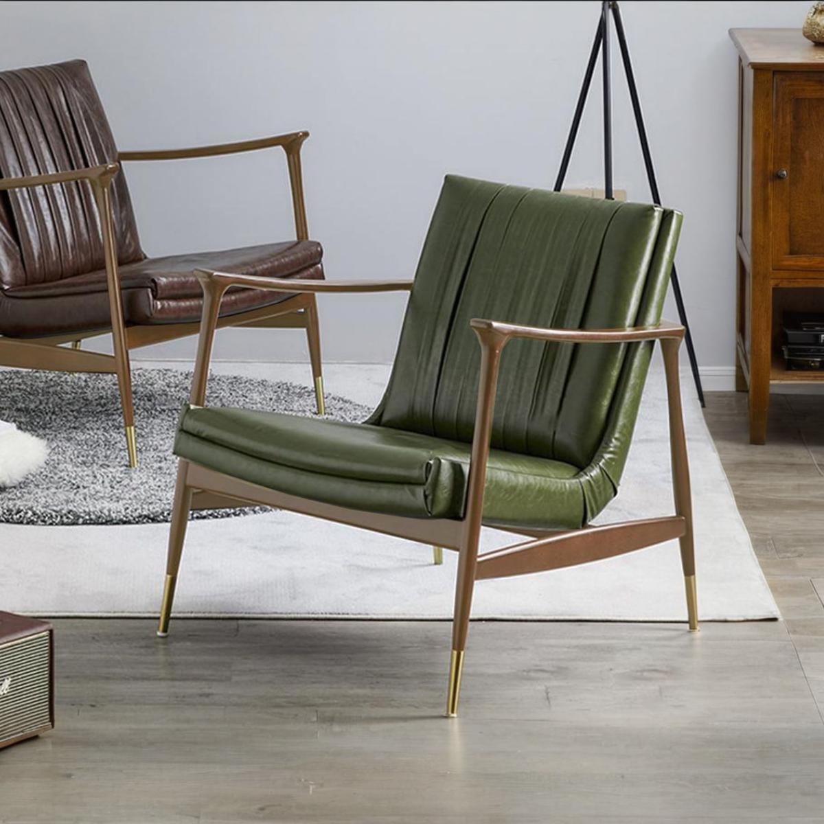 Juno Solid Wood Leather Armchair | Rocco Vesta