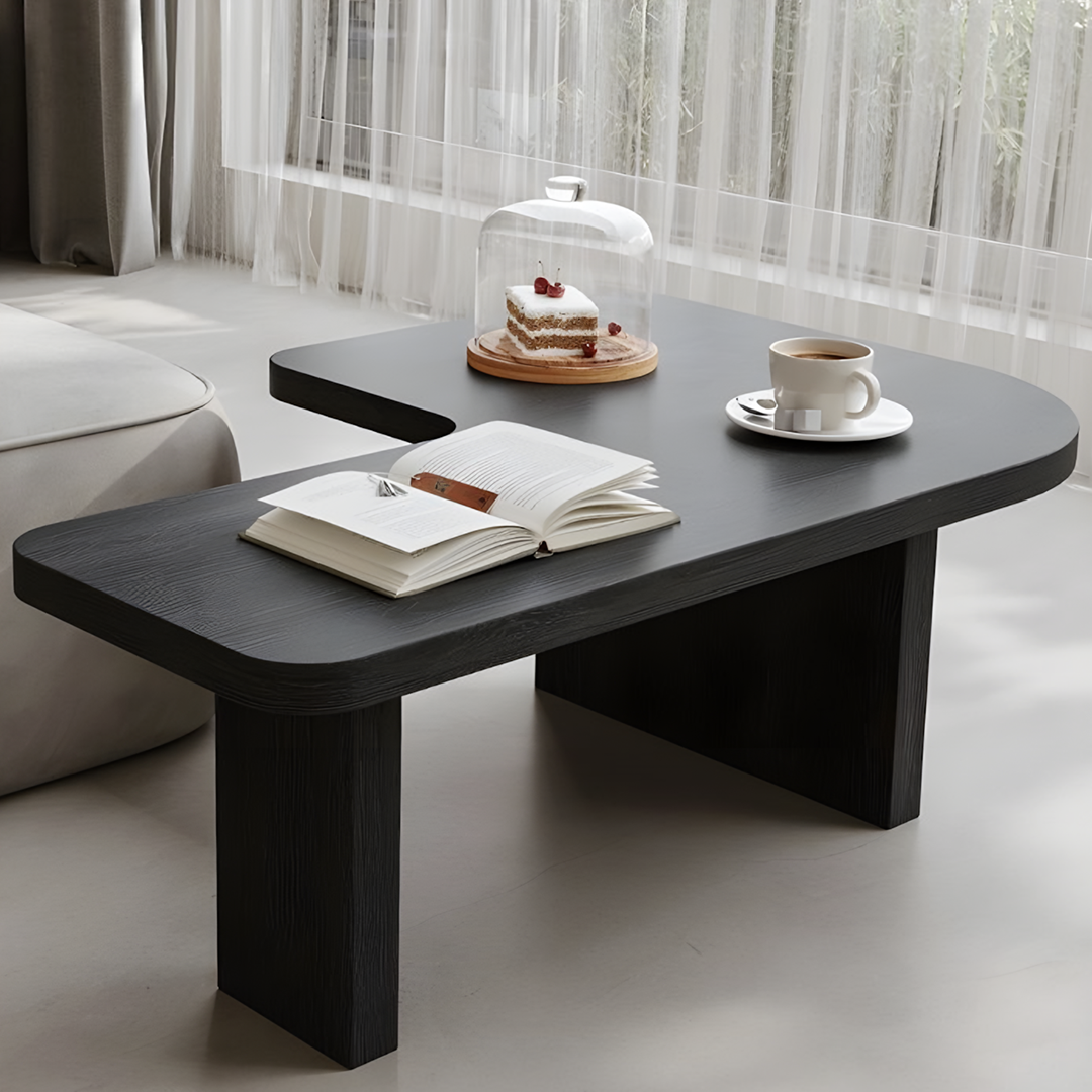 Helios Square Black and Walnut Coffee Table Set | Rocco Vesta