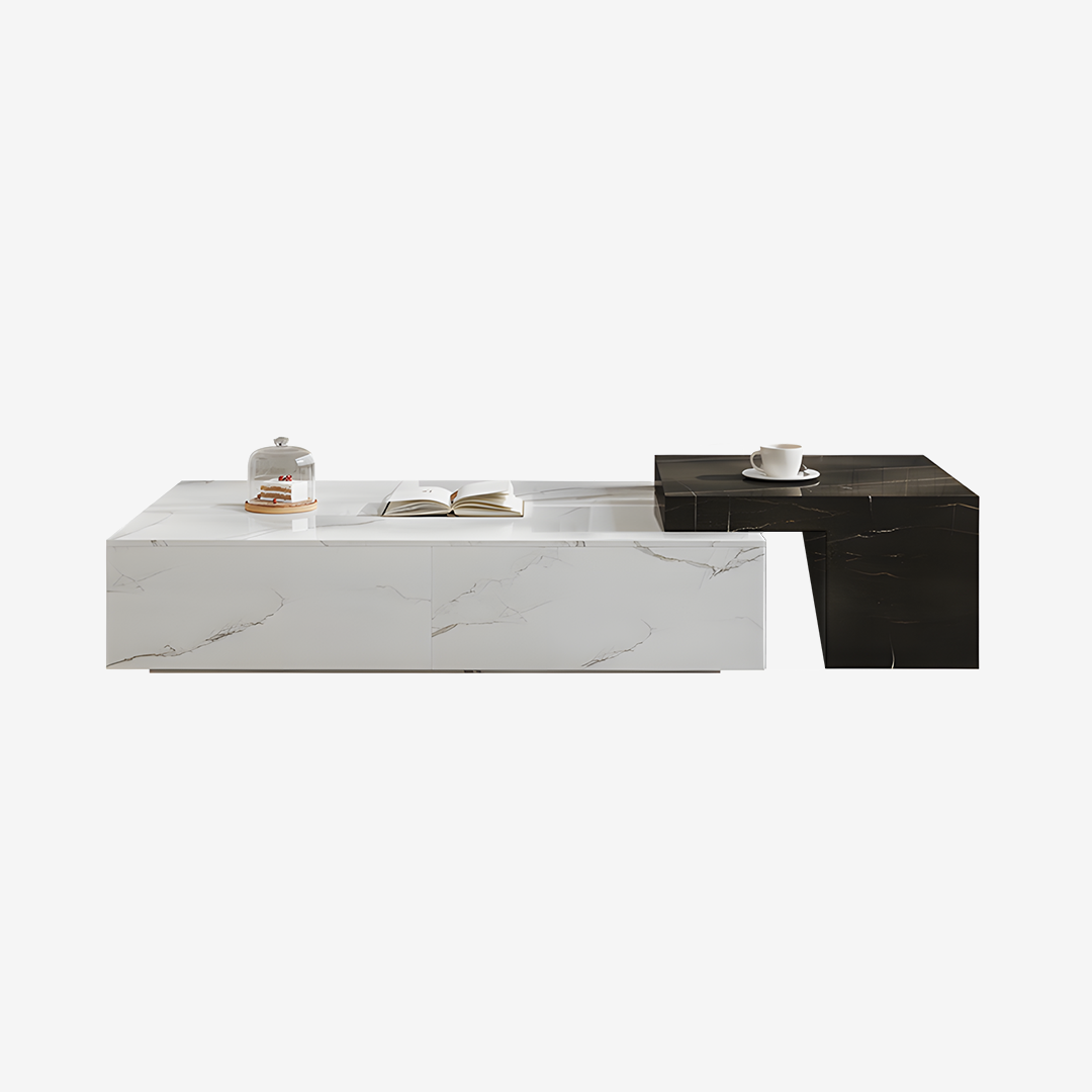 Erato Rectangle Marble Extendable Coffee Table Set | Rocco Vesta