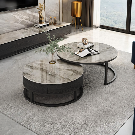 Gibs Marble Nesting Coffee Table & TV Stand Set | Rocco Vesta