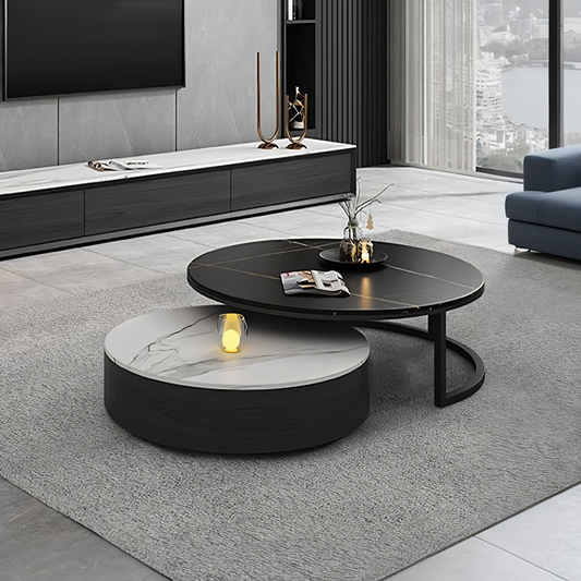 Kahoo Black Sintered Stone Nesting Coffee Table | Rocco Vesta