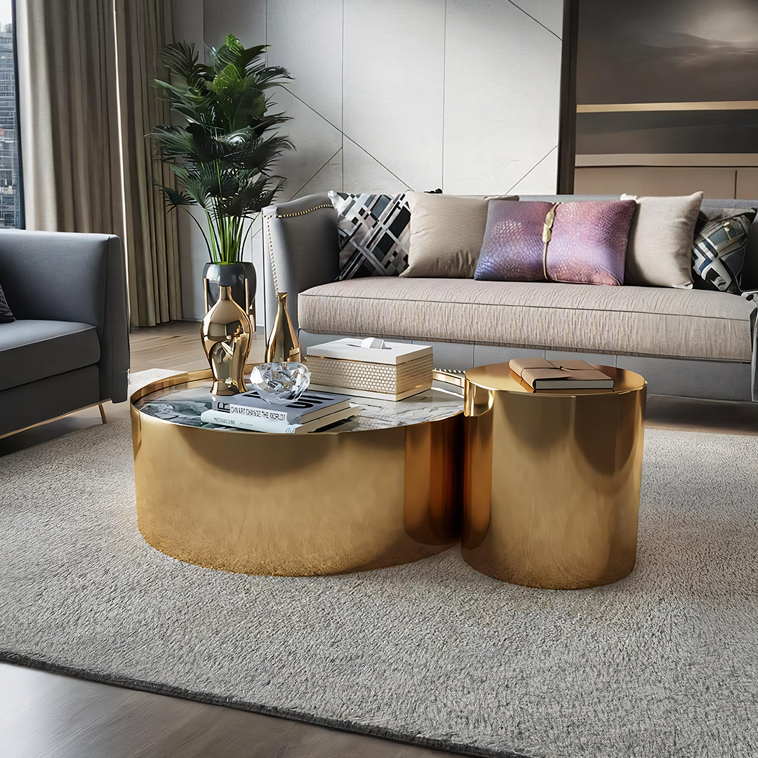 Luxury Gold Marble Coffee Table Set | Rocco Vesta